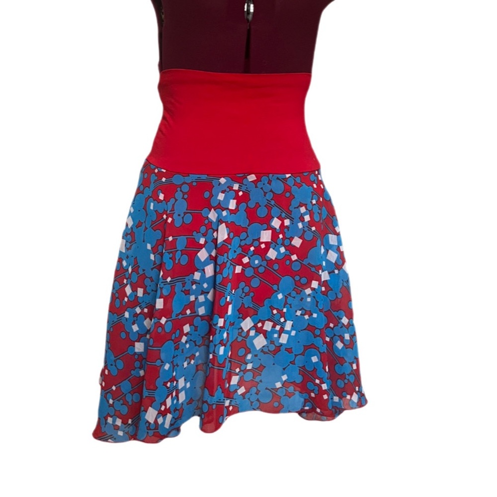 Lux Brand Asymmetrical Skirt  Red White Blue Dots skirt. XS
